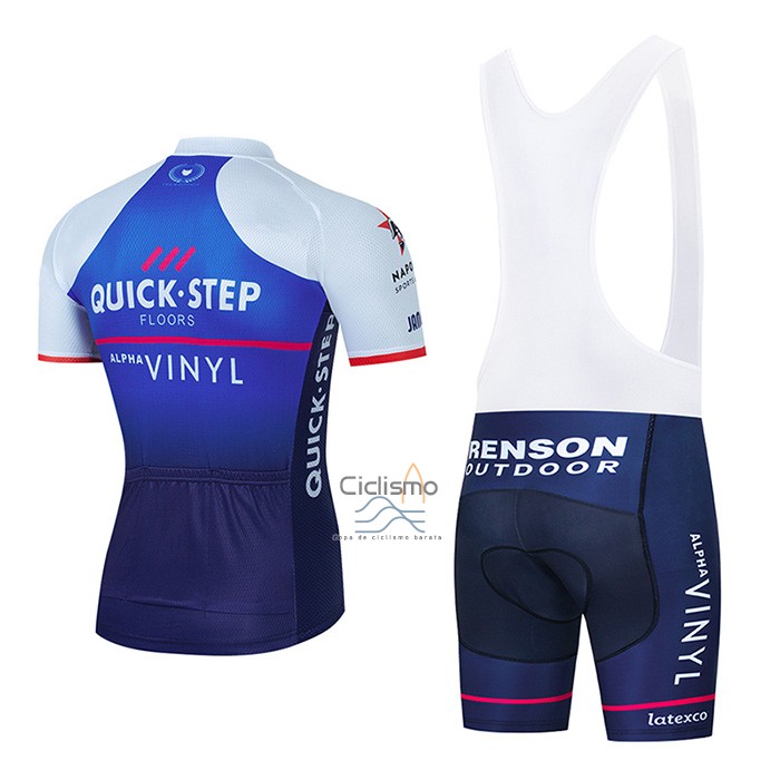 Quick Step Ropa Ciclismo Culotte Corto 2022 Mangas Cortas Azul Blanco